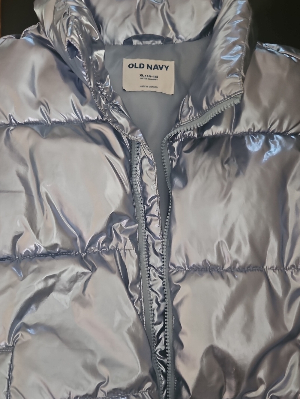 Old Navy Metallic Light Blue Puffer Jacket